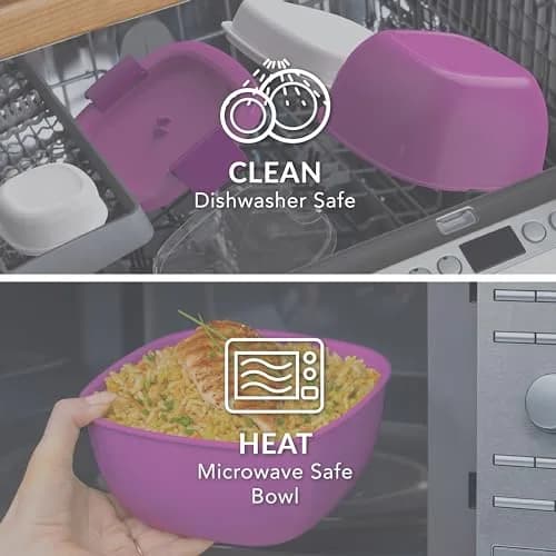 Bentgo Salad Container Purple 1.59 L (54 oz) | Leak-Proof Meal Prep Lunch Box with Toppings Tray & Fork thumbnail 5