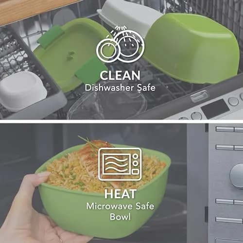 Bentgo Salad Container Green 54 oz | Leak-Proof Meal Prep Lunch Box with 4-Compartment Tray & Fork thumbnail 5