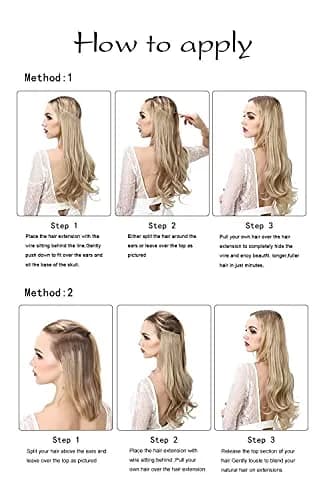 SARLA Invisible Wire Hair Extensions Straight Long Synthetic Hairpieces 22 Inch Black Brown | Adjustable Transparent Headband for Women thumbnail 6
