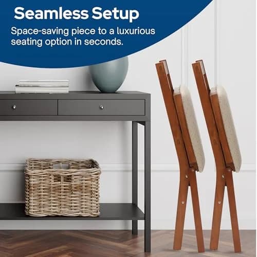 Stakmore Arts and Crafts Wooden Folding Chairs with Padded Seats | Space-Saving, Fully Assembled, Fruitwood Frame thumbnail 4