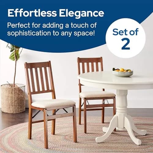 Stakmore Arts and Crafts Wooden Folding Chairs with Padded Seats | Space-Saving, Fully Assembled, Fruitwood Frame thumbnail 5