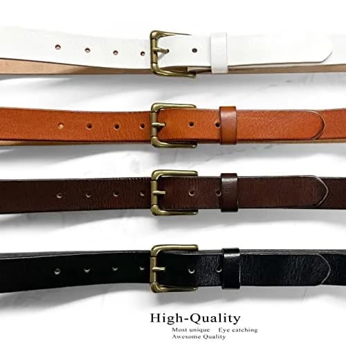 Belts.com Men's Solid Brass Roller Buckle Leather Belt 1-1/8" (30mm) Black-32 | Vintage Full Grain Cowhide thumbnail 5