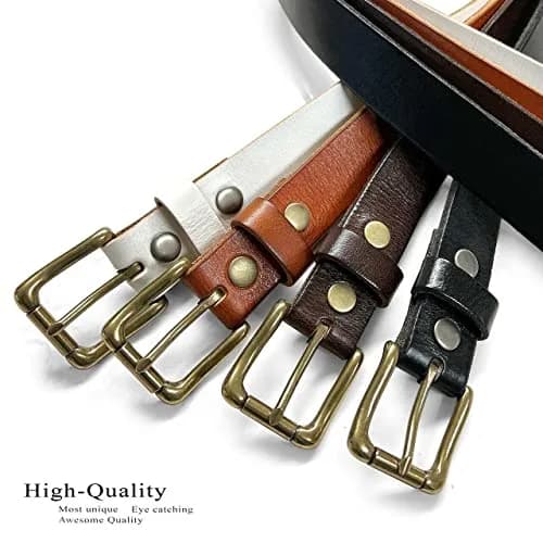 Belts.com Men's Solid Brass Roller Buckle Leather Belt 1-1/8" (30mm) Black-32 | Vintage Full Grain Cowhide thumbnail 6