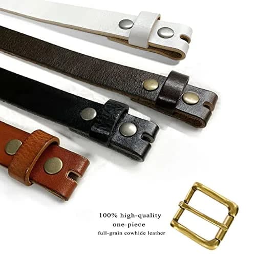 Belts.com Men's Solid Brass Roller Buckle Leather Belt 1-1/8" (30mm) Black-32 | Vintage Full Grain Cowhide thumbnail 7