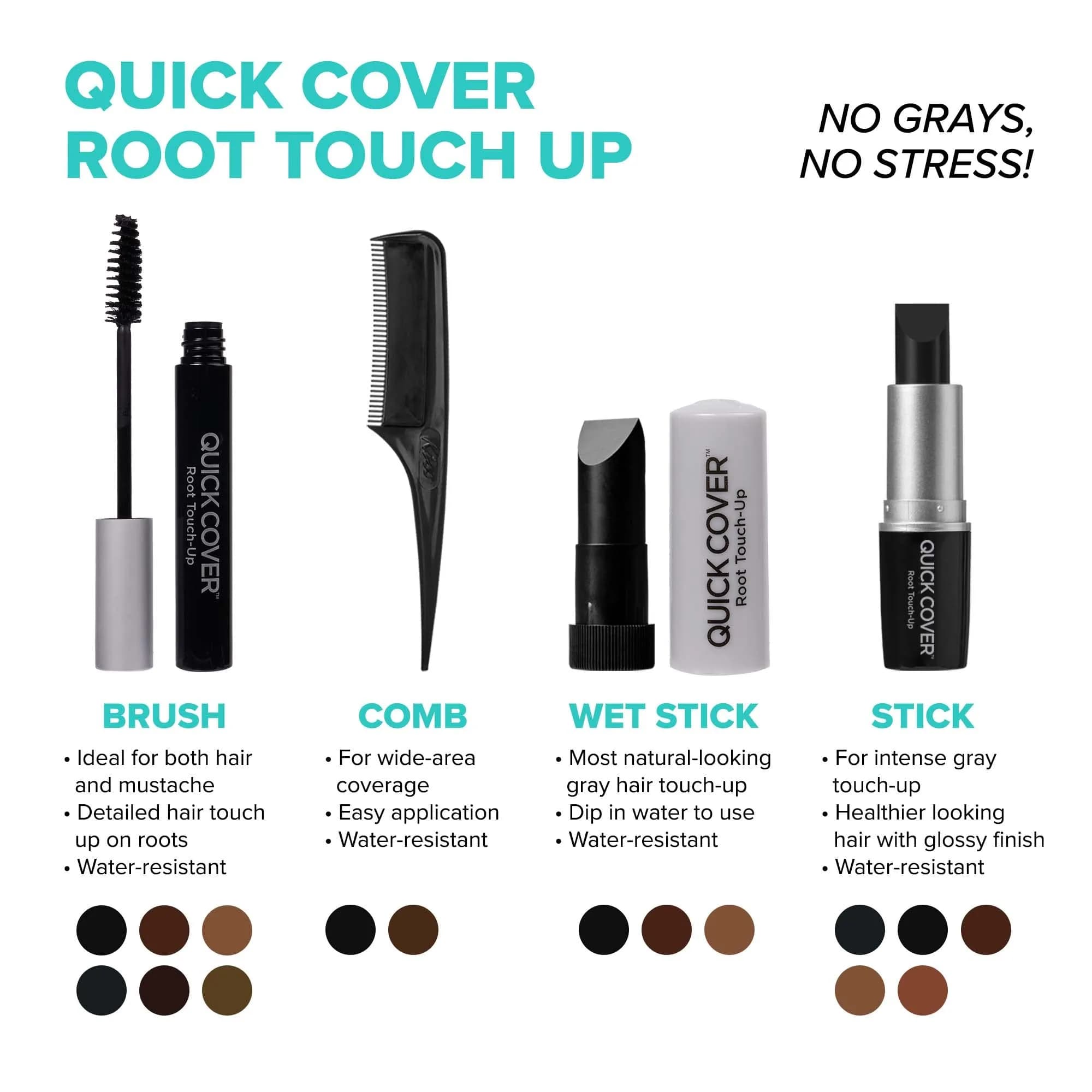 RED by Kiss Quick Cover Root Touch Up Comb Brown | Temporary Gray Concealer for Hair & Beard - view 6