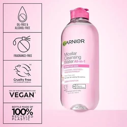 Garnier Micellar Water Hydrating Facial Cleanser 400mL (13.5 Fl Oz) | Gentle Makeup Remover for Sensitive Skin thumbnail 4