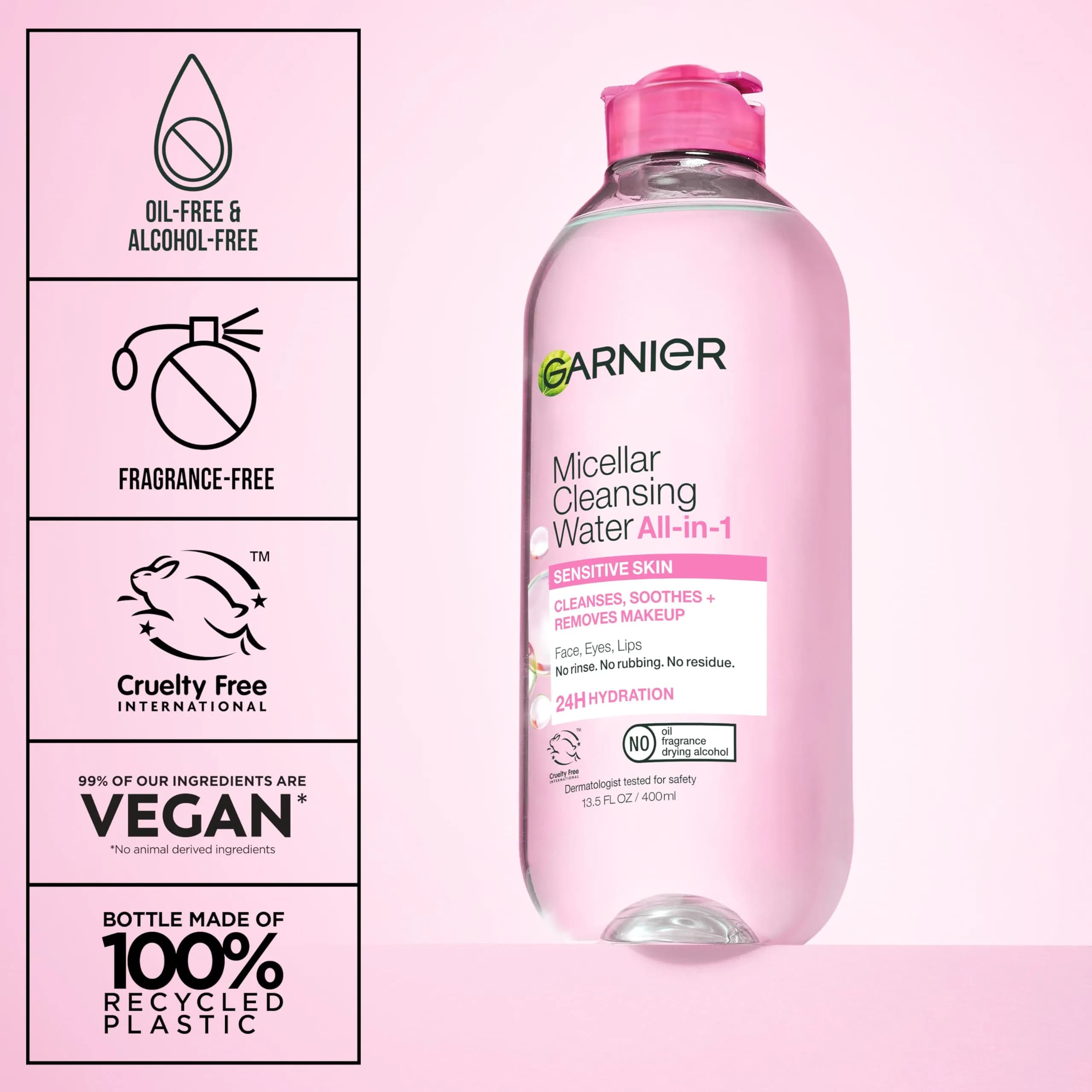 Garnier Micellar Water Hydrating Facial Cleanser 400mL (13.5 Fl Oz) | Gentle Makeup Remover for Sensitive Skin - view 4