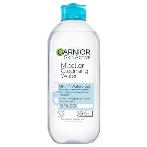 Garnier Micellar Cleansing Water for Waterproof Makeup, Hydrating Facial Cleanser & Makeup Remover 400mL (13.5 Fl Oz) | Gentle, Alcohol-Free, Vegan thumbnail 1