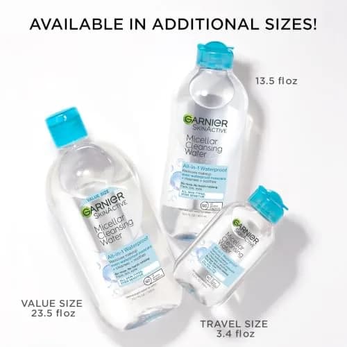 Garnier Micellar Cleansing Water for Waterproof Makeup, Hydrating Facial Cleanser & Makeup Remover 400mL (13.5 Fl Oz) | Gentle, Alcohol-Free, Vegan thumbnail 7