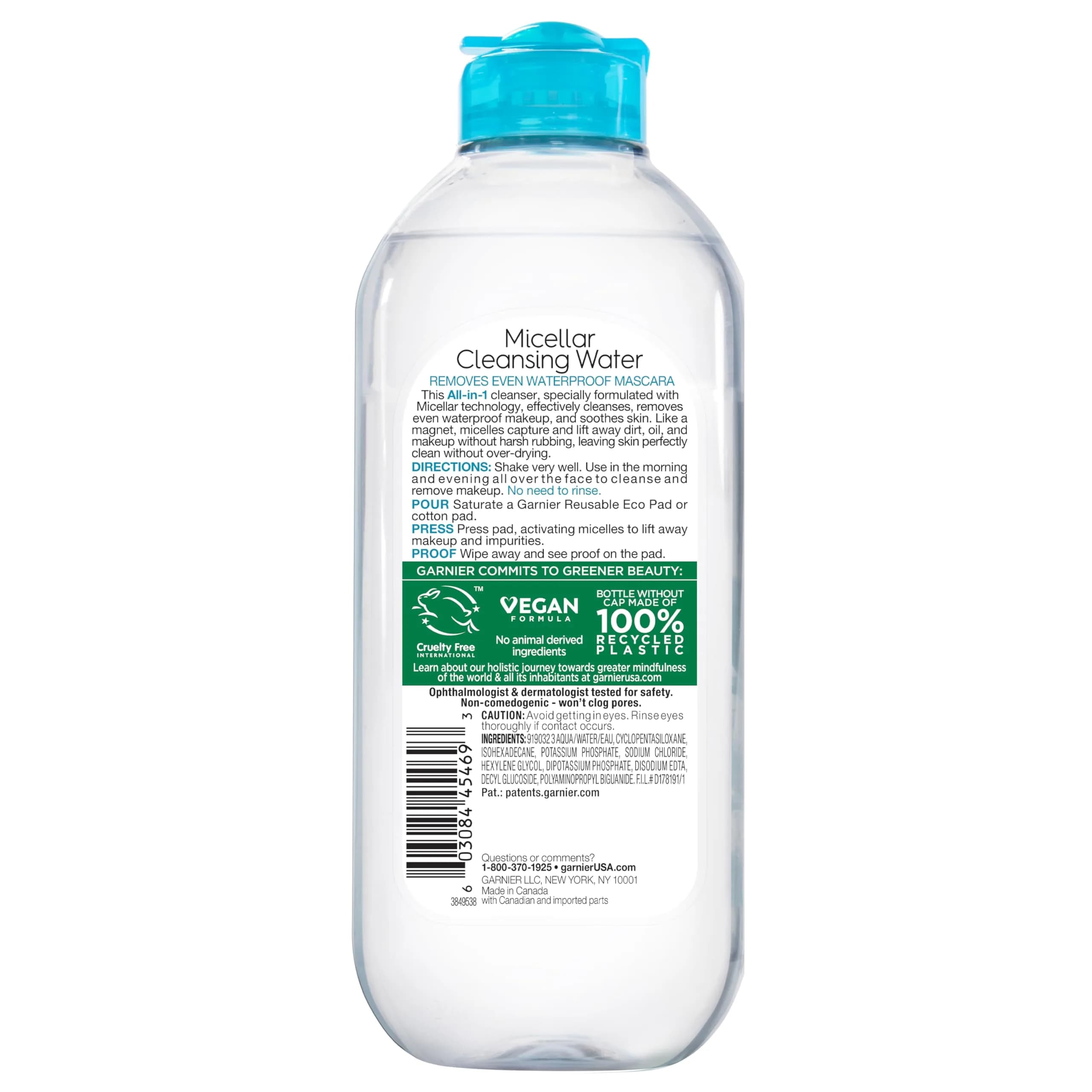 Garnier Micellar Cleansing Water for Waterproof Makeup, Hydrating Facial Cleanser & Makeup Remover 400mL (13.5 Fl Oz) | Gentle, Alcohol-Free, Vegan - view 8