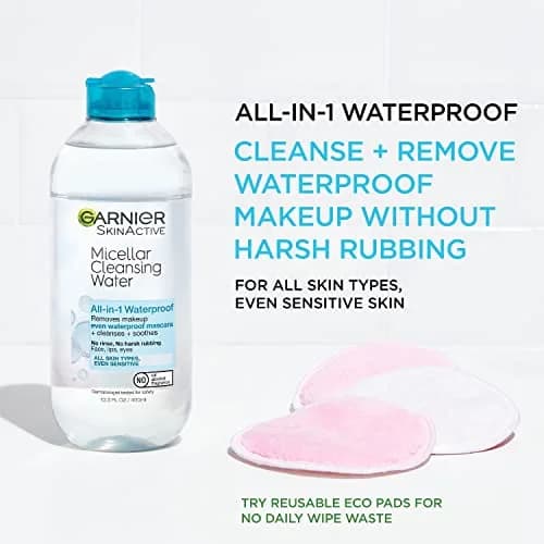 Garnier Micellar Cleansing Water for Waterproof Makeup, Hydrating Facial Cleanser & Makeup Remover 400mL (13.5 Fl Oz) | Gentle, Alcohol-Free, Vegan thumbnail 2