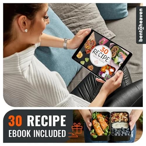 Bentoheaven Bento Box Adult, Stackable Lunch Box, 40 oz, Symph Onyx | Leakproof, Microwave & Dishwasher Safe thumbnail 6
