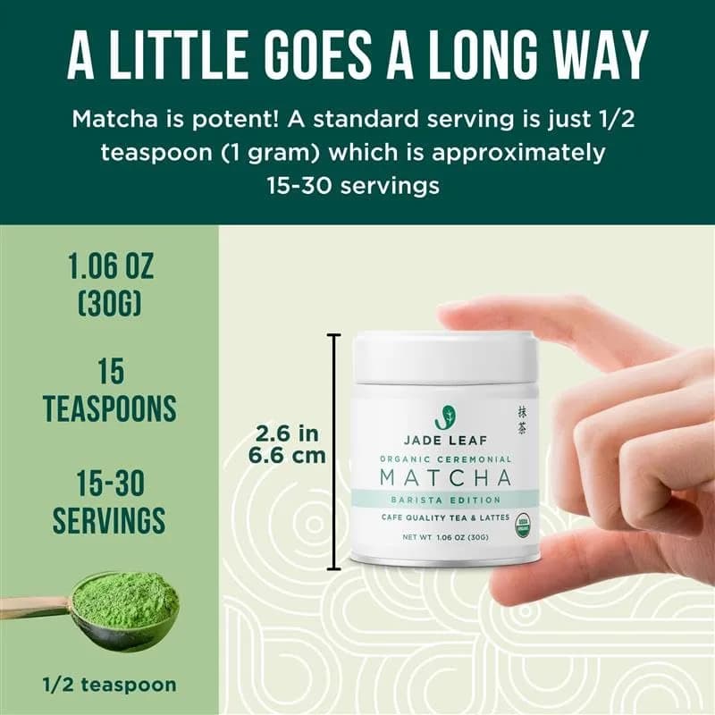 Jade Leaf Ceremonial Grade Matcha Powder, 30g / 1.06oz Tin | USDA Organic Japanese Matcha for Lattes & Recipes thumbnail 4