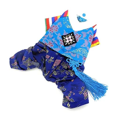 SELMAI Embroidered Hanbok for Small Dogs, Boy, S | Silk Material, Easy Care Fit thumbnail 1