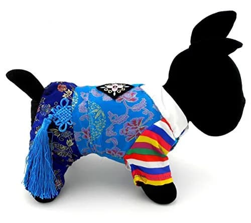 SELMAI Embroidered Hanbok for Small Dogs, Boy, S | Silk Material, Easy Care Fit thumbnail 4
