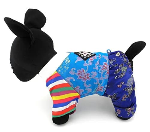 SELMAI Embroidered Hanbok for Small Dogs, Boy, S | Silk Material, Easy Care Fit thumbnail 6