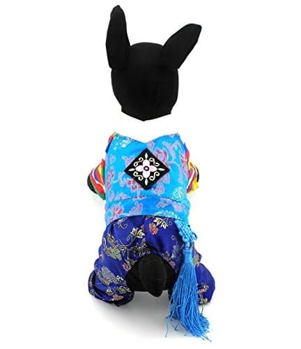 SELMAI Embroidered Hanbok for Small Dogs, Boy, S | Silk Material, Easy Care Fit thumbnail 3