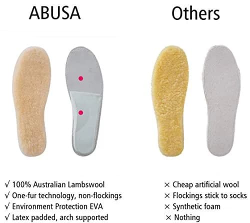 ABUSA Sheepskin Insoles Women's Premium Wool Fur Fleece Inserts 25.4cm (10 inches) | Medium Arch Support thumbnail 2