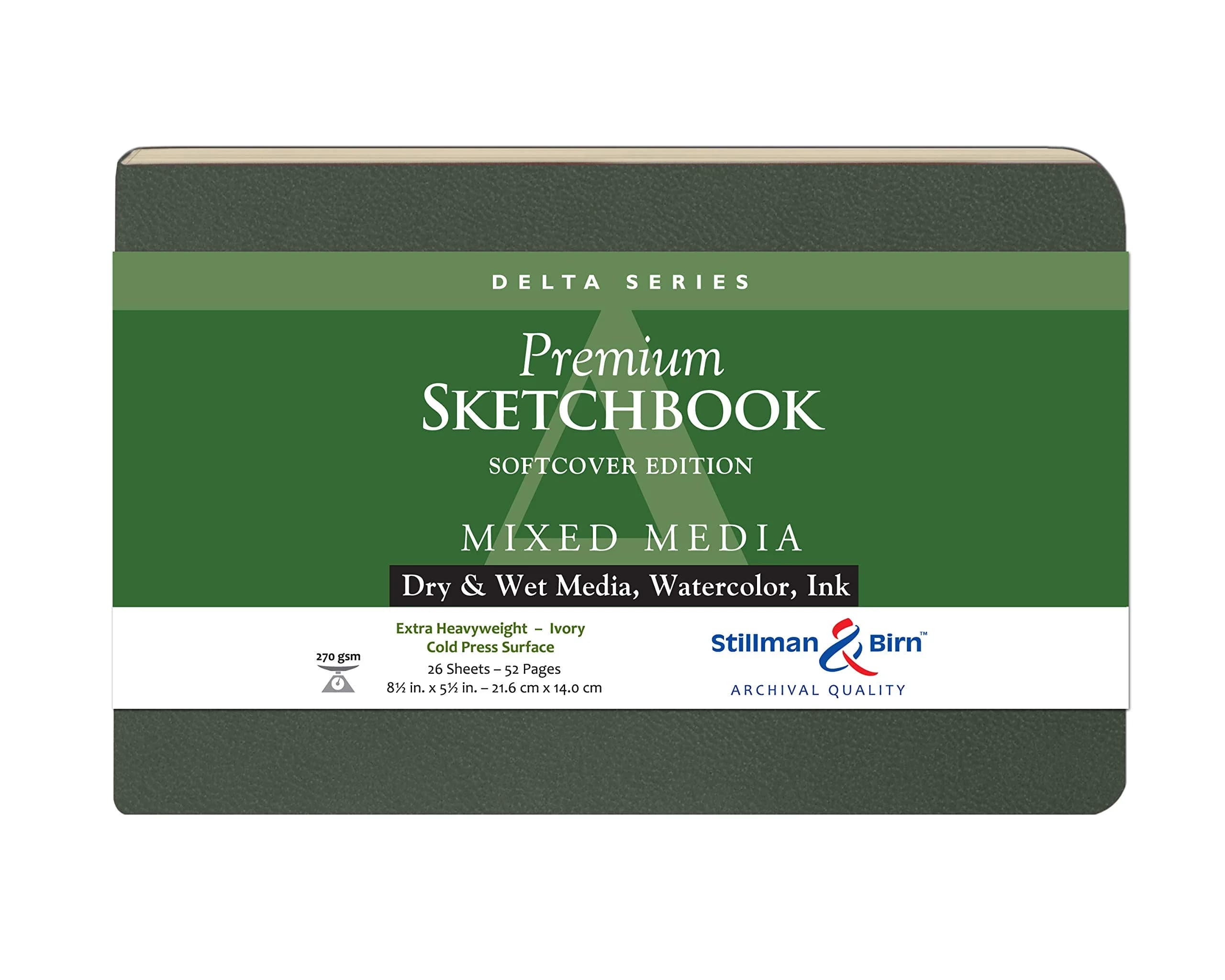 Stillman & Birn Delta Series Softcover Sketchbook, 8.5" x 5.5", 270 GSM (Extra Heavyweight), Ivory Paper, Cold Press Surface — Ivory