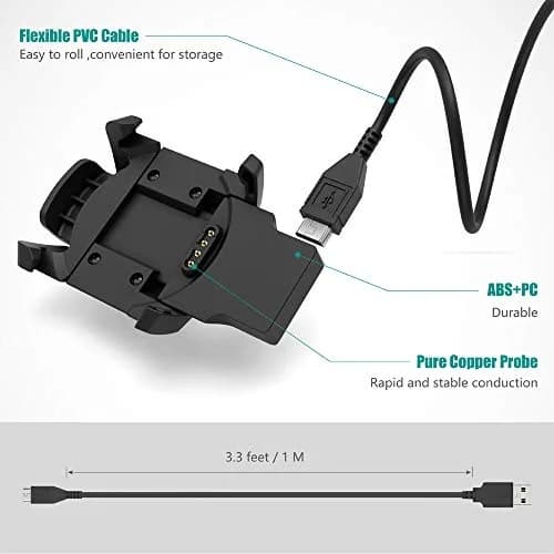 TUSITA USB Charging Cable for Garmin Fenix 3/3 HR/3 Sapphire/Quatix 3/Tactix Bravo/D2 Bravo 1M (3.3ft) Black thumbnail 4