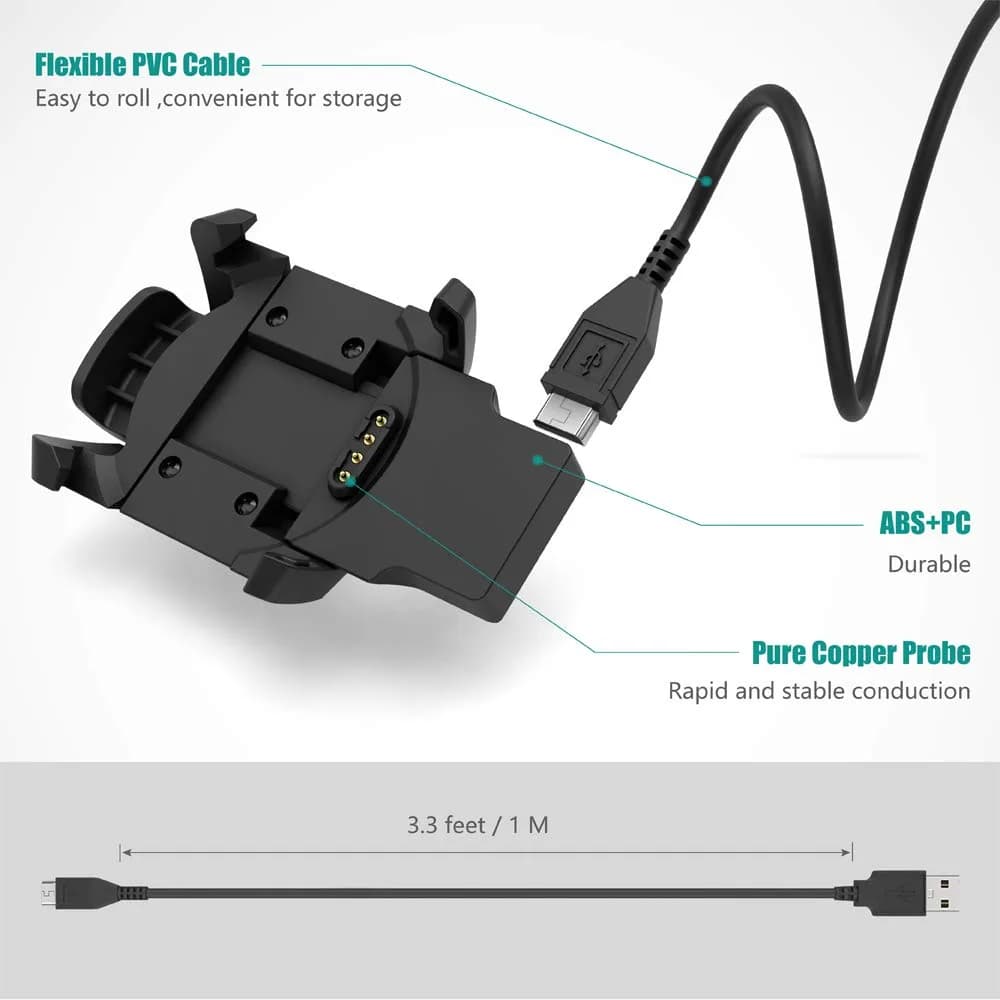 TUSITA USB Charging Cable for Garmin Fenix 3/3 HR/3 Sapphire/Quatix 3/Tactix Bravo/D2 Bravo 1M (3.3ft) Black - view 4