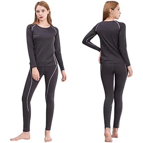 FITEXTREME Womens MAXHEAT Fleece Long Johns Thermal Underwear Set Grey S | Snug Fit for Cold Weather thumbnail 1