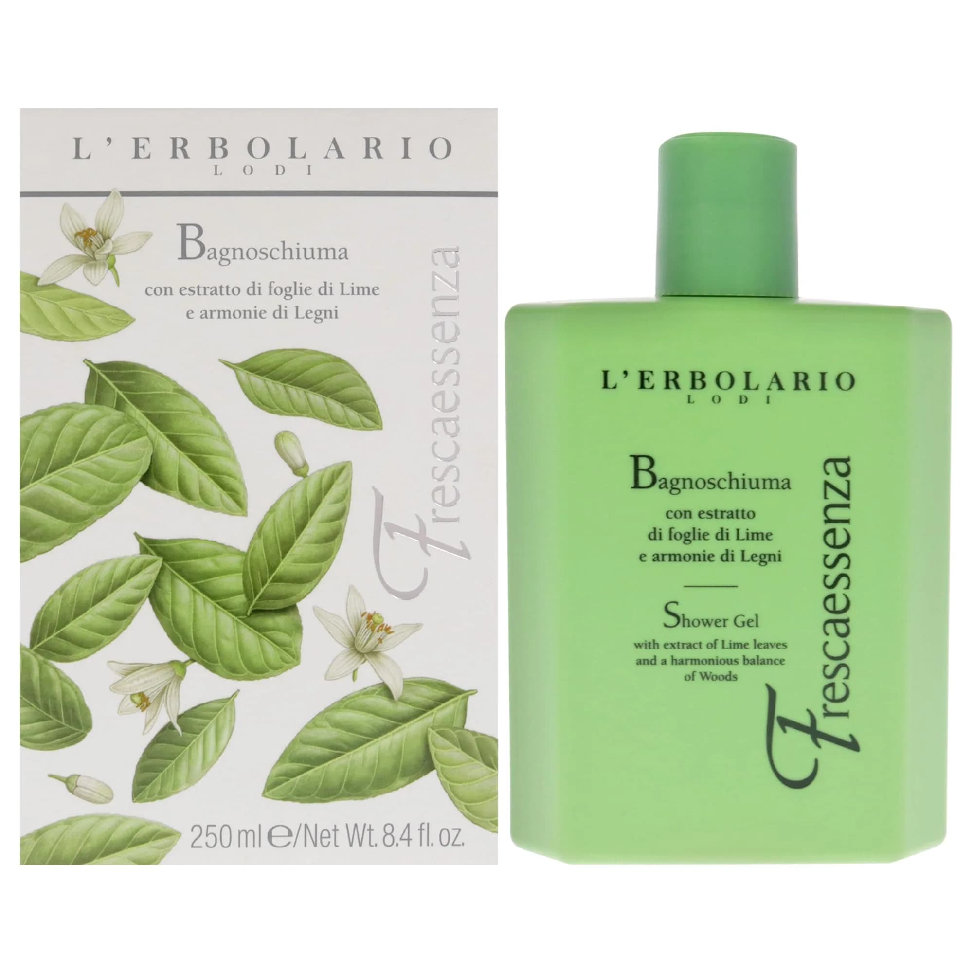 L'Erbolario Shower Gel – Toning Body Soap with Plant Extracts & Vitamin E – Energizing Body Wash with Woody, Citrus Scent - Frescaessenza - 8.4 oz