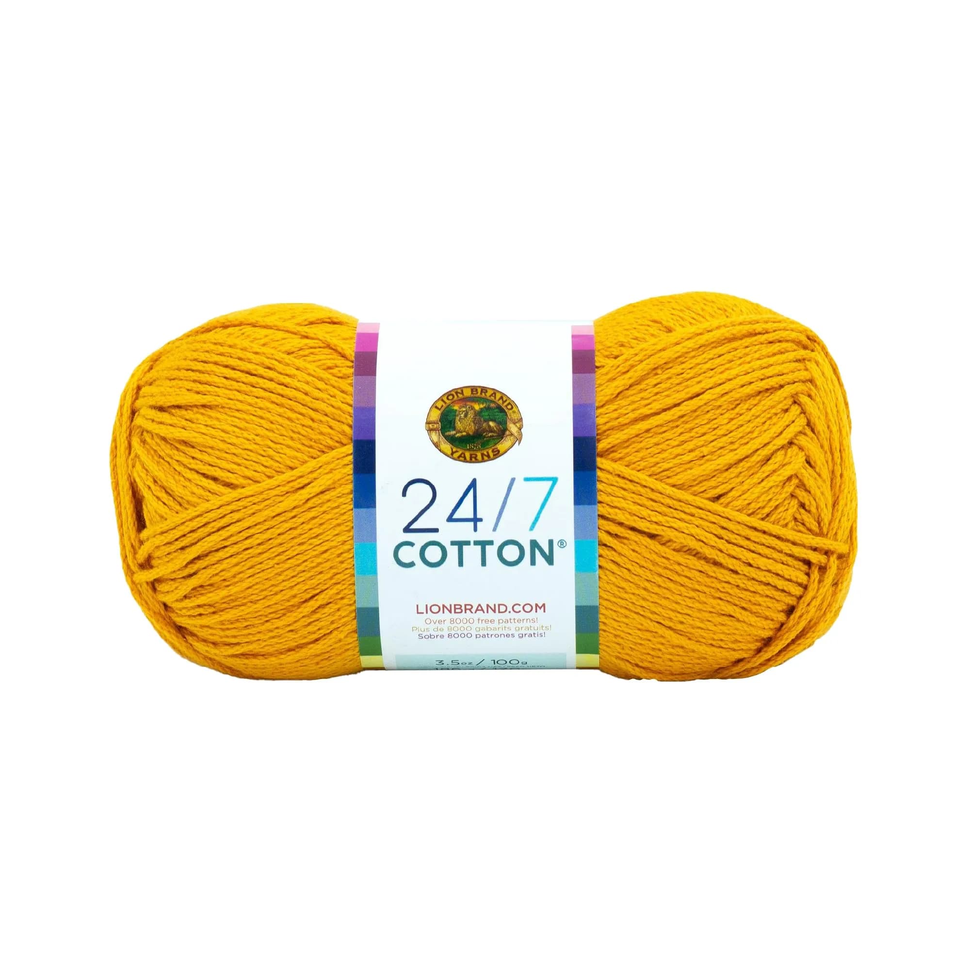 Lion Brand Yarn 24/7 Cotton Yarn Goldenrod 100g (3.5oz) | Mercerized Cotton for Crochet & Knitting - main product image