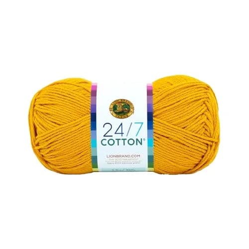 Lion Brand Yarn 24/7 Cotton Yarn Goldenrod 100g (3.5oz) | Mercerized Cotton for Crochet & Knitting thumbnail 1