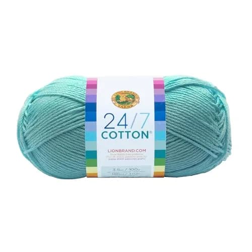 Lion Brand Yarn 24/7 Cotton Yarn Aqua 100g (3.5oz) | Mercerized Cotton for Crochet & Knitting thumbnail 1