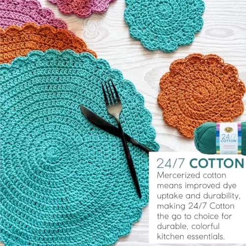 Lion Brand Yarn 24/7 Cotton Yarn Navy 100g (3.5oz) | Smooth Mercerized Cotton for Crochet & Knitting thumbnail 6