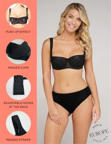 Rosme Women's Lace Balconette Bra D 40 | Natural Support & Comfort (110 characters) thumbnail 8