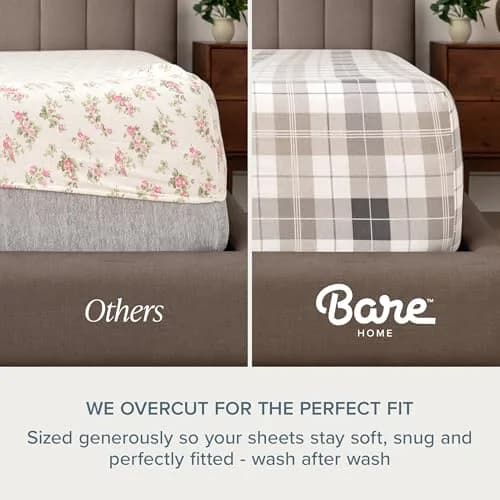 Bare Home Twin XL Flannel Sheet Set 100% Cotton | Warm, Soft & Durable for All-Season Comfort thumbnail 5