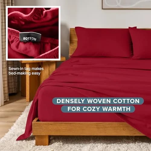 Bare Home Twin XL Flannel Sheet Set 100% Cotton | Warm, Soft & Durable for All-Season Comfort thumbnail 7