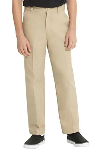 Classroom Boys Husky Flat Front Pants Khaki 16 US | Adjustable Waist, Easy Care Cotton-Poly Twill thumbnail 3