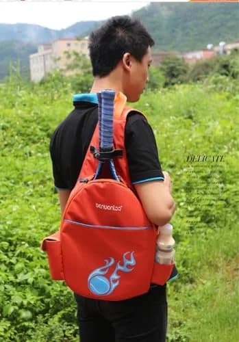 Klau Nylon Tennis Badminton Racquet Backpack Shoulder Bag, Orange | Sport Equipment Bag Case thumbnail 6
