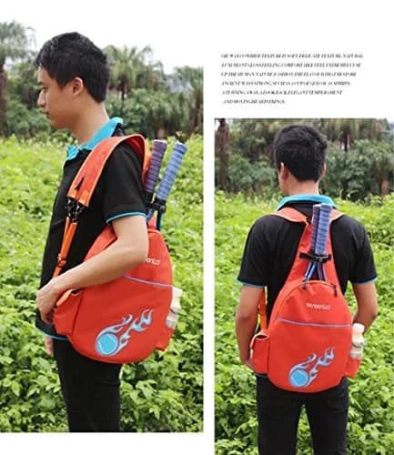 Klau Nylon Tennis Badminton Racquet Backpack Shoulder Bag, Orange | Sport Equipment Bag Case thumbnail 7