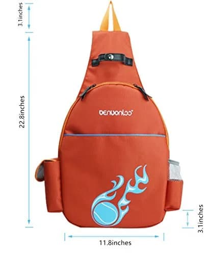 Klau Nylon Tennis Badminton Racquet Backpack Shoulder Bag, Orange | Sport Equipment Bag Case thumbnail 2
