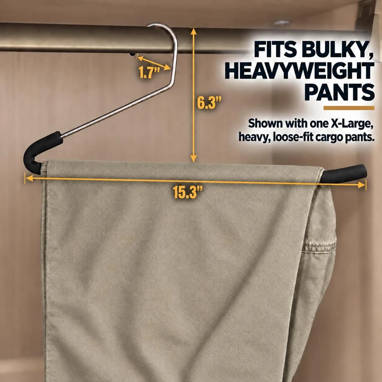 Huji Heavy Duty Open Ended Chrome Trouser Hangers Set of 10 | Space-Saving Closet Organizer thumbnail 6