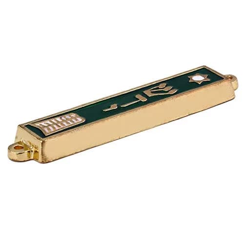 Holy Land Market Gold Plated 10 Commandments Mezuzah with Scroll Inside (Cavity in Back is About 3 Inches) (Green, Ten Commandments) | Sacred Jewish Home Decor thumbnail 2