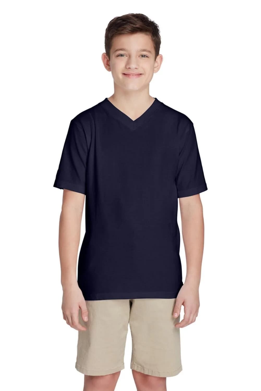 French Toast Boys' Short Sleeve V-Neck T-Shirt, Navy, 8 | Breathable Cotton for Active Boys — Navy / 6-7