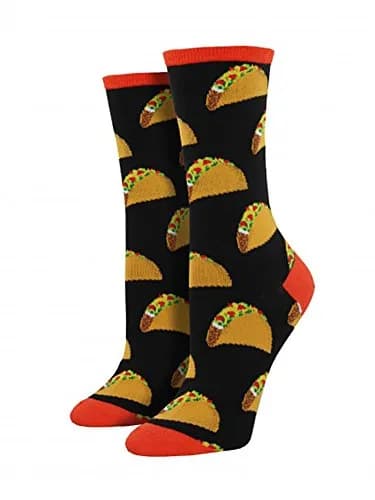 Socksmith Women's Tacos Crew Socks, black | Fun Taco Pattern, Crew Length, Cotton Blend thumbnail 1
