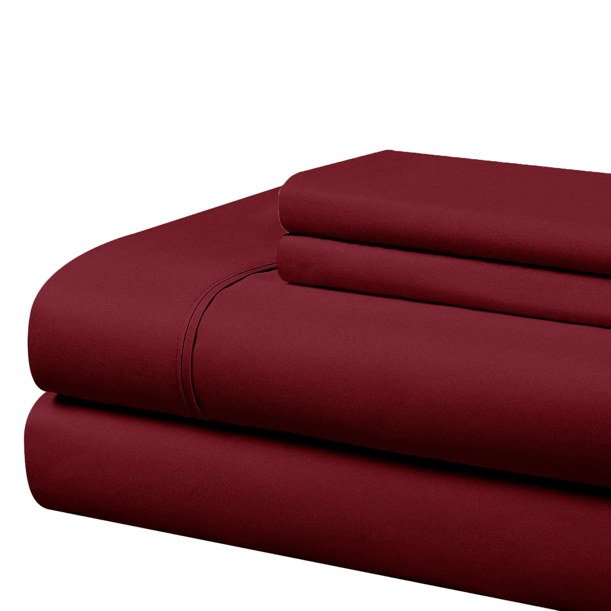 Cathay Home Full Sheet Set Burgundy 137cm x 191cm (54" x 75") | OEKO-TEX Certified Microfiber — Burgundy