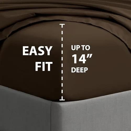 Cathay Home Full Sheet Set 156cm x 203cm (61.4" x 80") | Ultra-Soft Microfiber Brown Bedding thumbnail 2