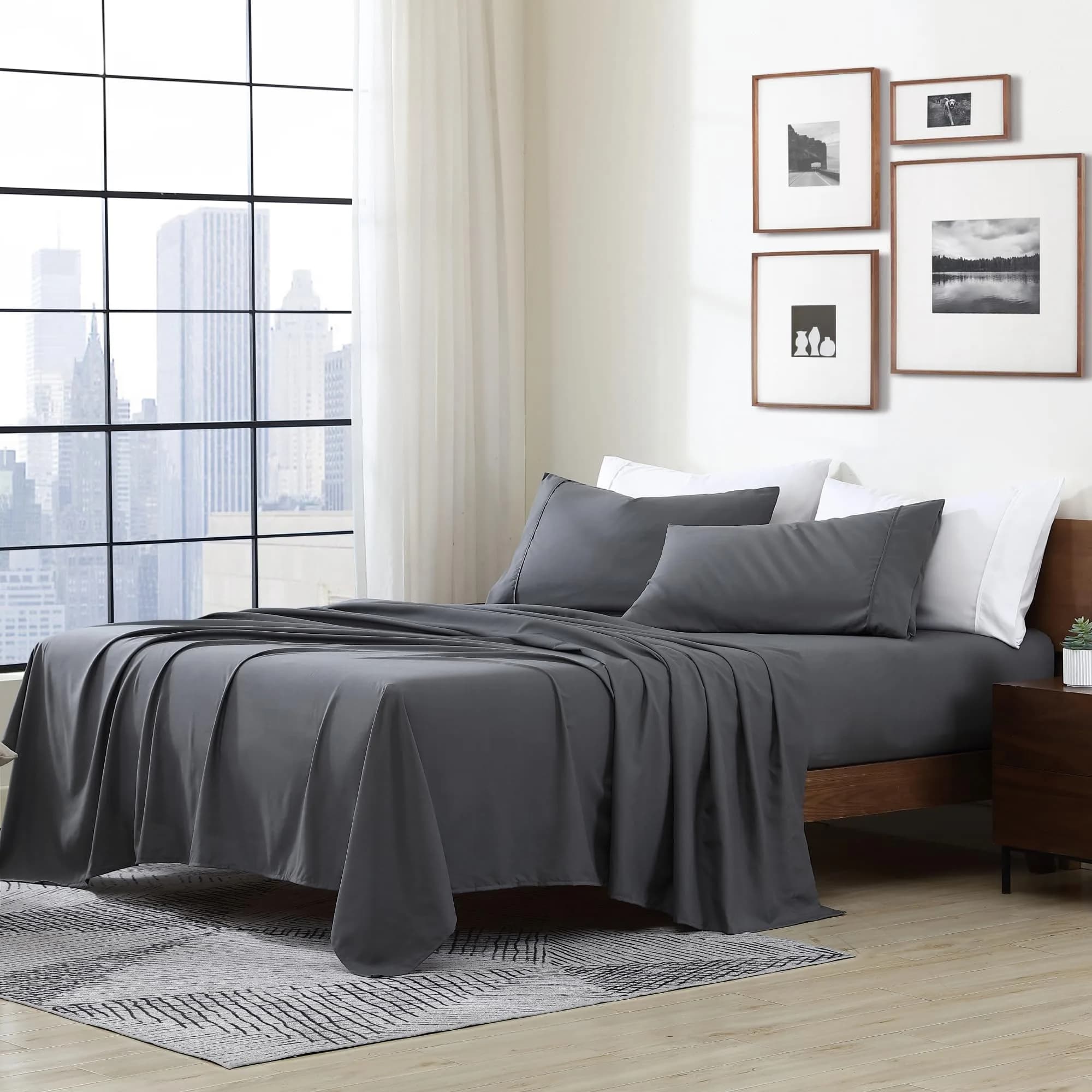 Cathay Home King Sheet Set, Ultra-Soft Microfiber Bed Sheets, Grey | Wrinkle & Fade Resistant, 4-Piece — Gray