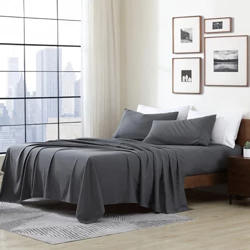 Cathay Home King Sheet Set, Ultra-Soft Microfiber Bed Sheets, Grey | Wrinkle & Fade Resistant, 4-Piece thumbnail 1