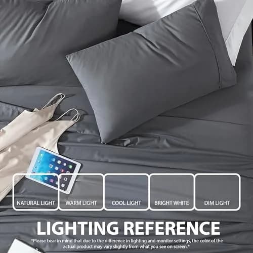 Cathay Home King Sheet Set, Ultra-Soft Microfiber Bed Sheets, Grey | Wrinkle & Fade Resistant, 4-Piece thumbnail 4