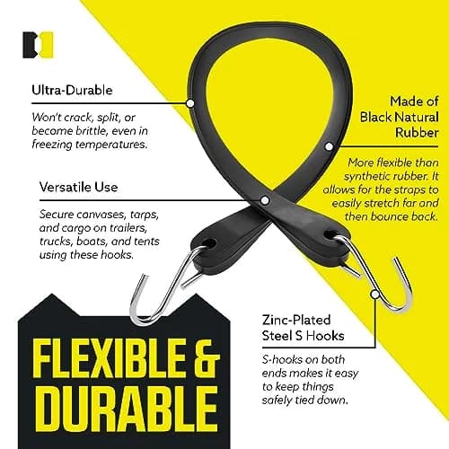 DC Cargo Pack of 50 Natural Rubber Tarp Straps | 31" Long Cold Climate Tie-Downs thumbnail 3