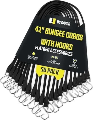 DC Cargo Mall 41" Natural Rubber Tarp Straps with S-Hooks, Pack of 50 | Cold Climate Cargo Securement thumbnail 1