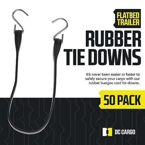 DC Cargo Mall 41" Natural Rubber Tarp Straps with S-Hooks, Pack of 50 | Cold Climate Cargo Securement thumbnail 2